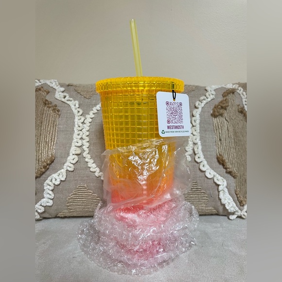 Two-Tone Yellow and Pink Square Cut Tumbler/Cup - Picture 2 of 5